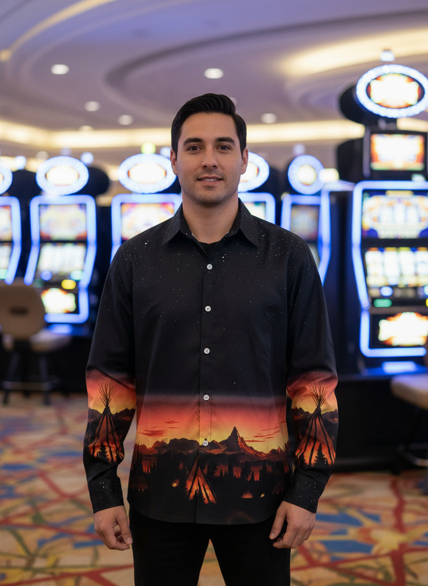 Sunset Tipis Long Sleeve Dress Shirt