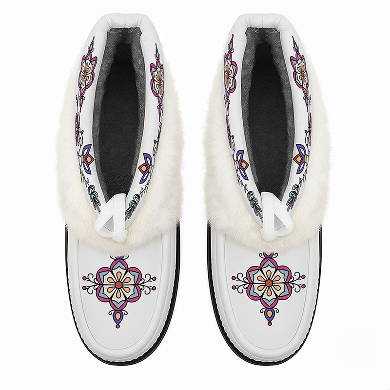 Aurora Petal Glow Leather MocLux Ankle with Fur