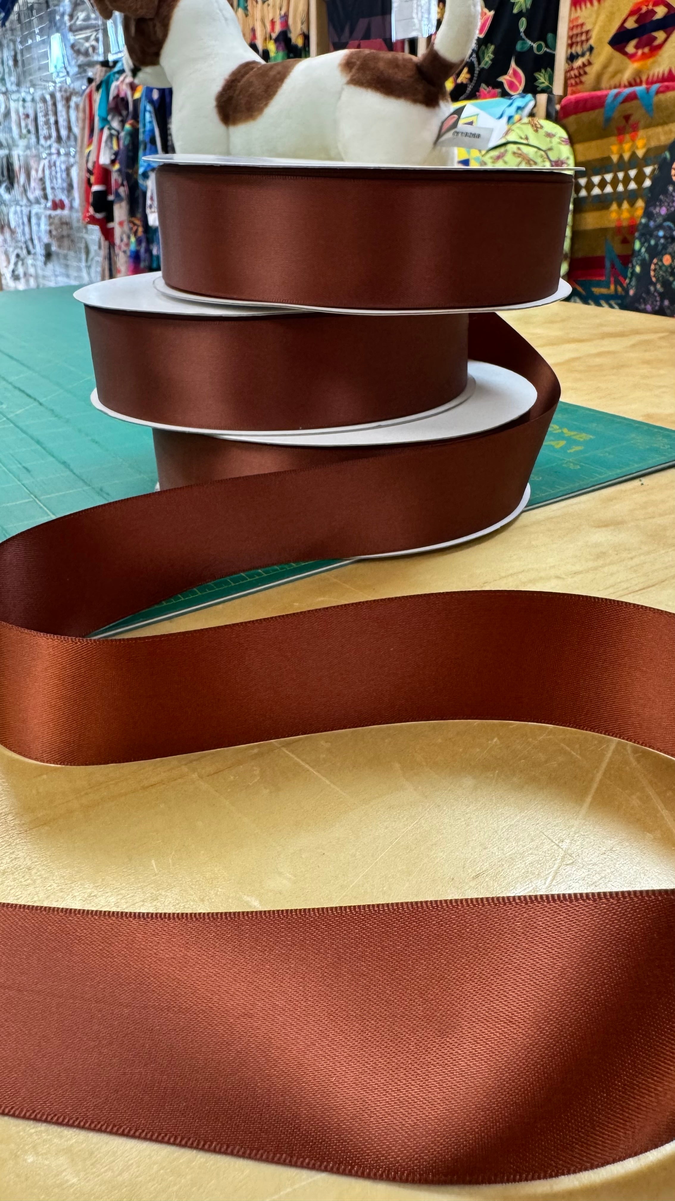 Rusty Brown 1.5 Inch Double Face Satin Ribbon 100 Yard Roll