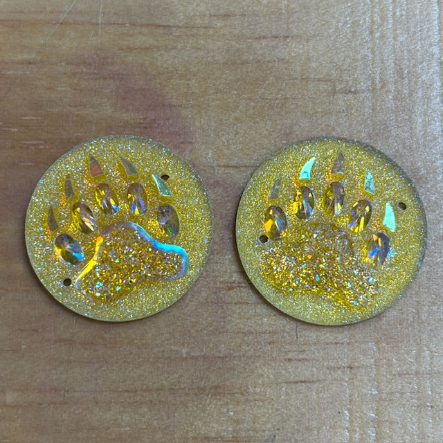 Bear Paw Circle Cabochons Set of 2