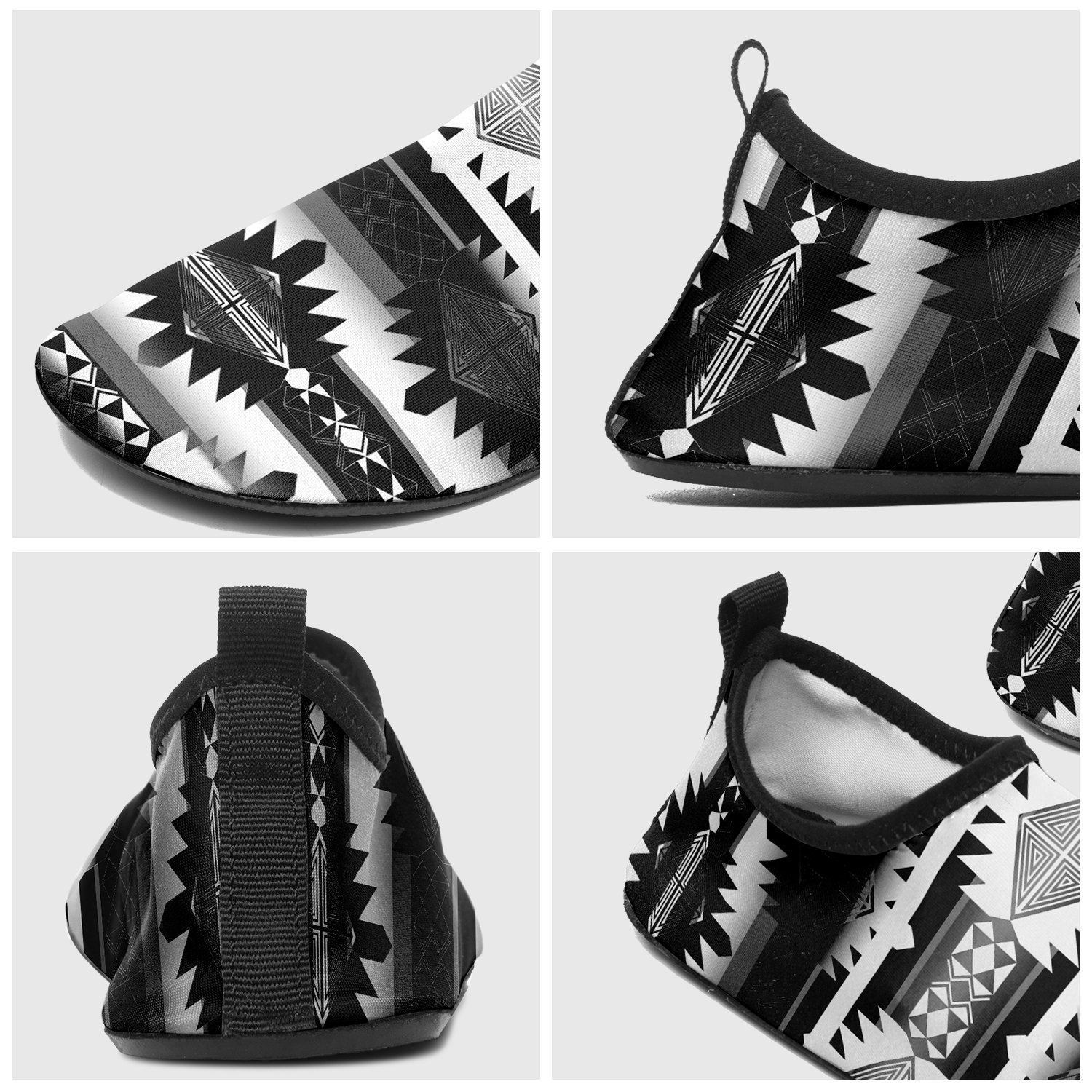 Kids Okotoks Black and White Sockamoccs Slip On Shoes