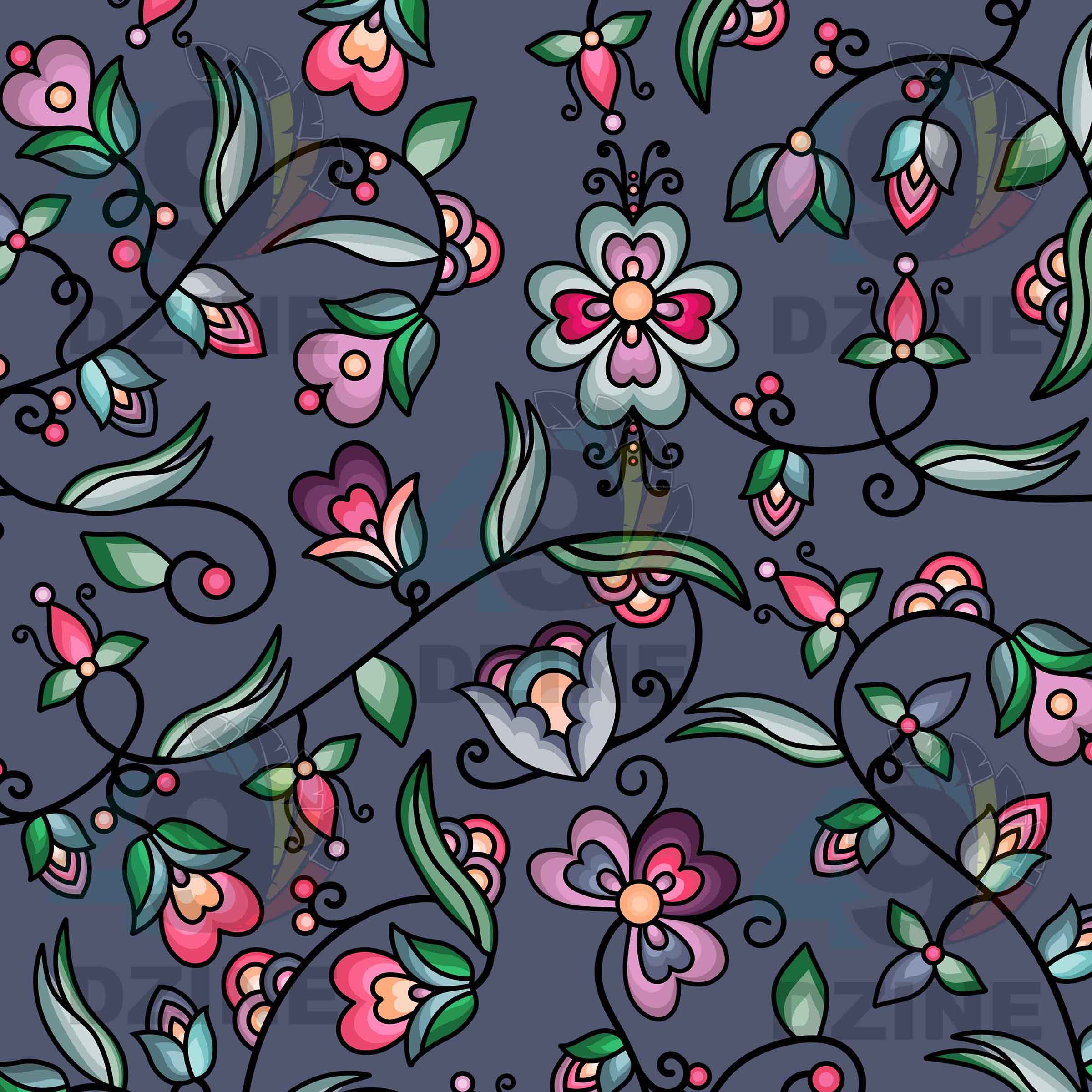 Amber Evening Garland Blue Cotton Poplin