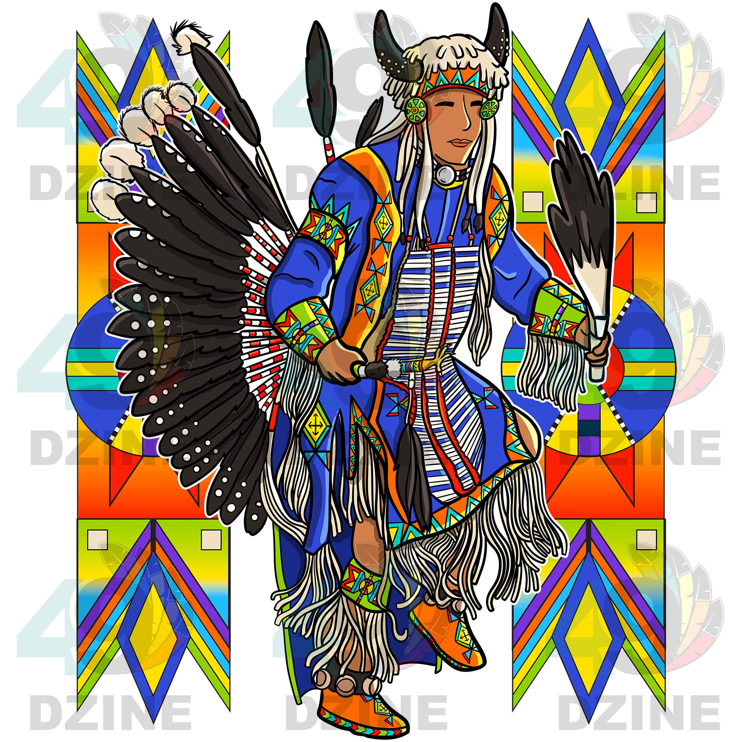 Fancy Dancer 14 with Geometric Design Transfer (Various Sizes)