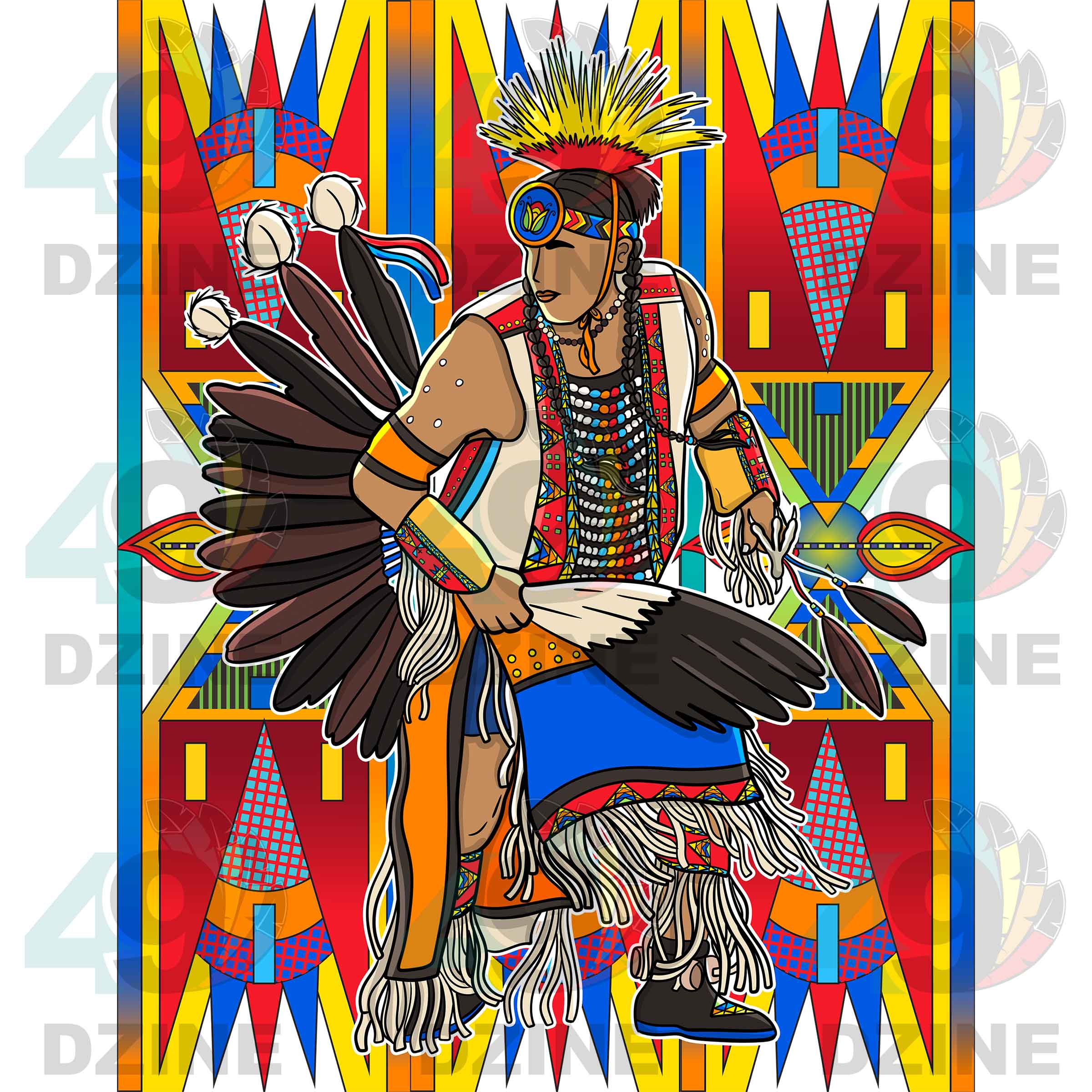 Fancy Dancer 18 with Geometric Design Transfer (Various Sizes)