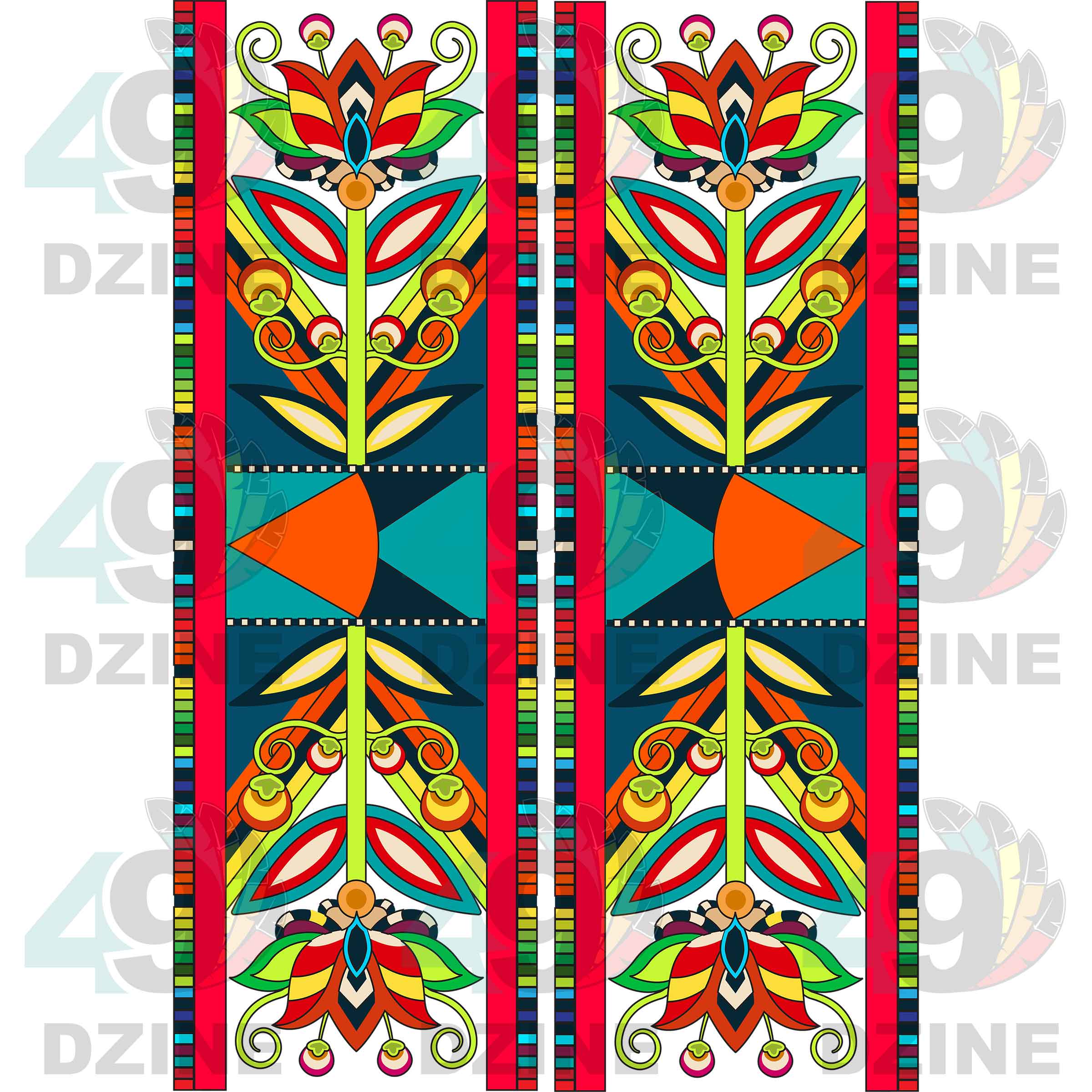 Fancy Dancer 7 with Geometric Design Two arm pieces Transfer (Various Sizes)