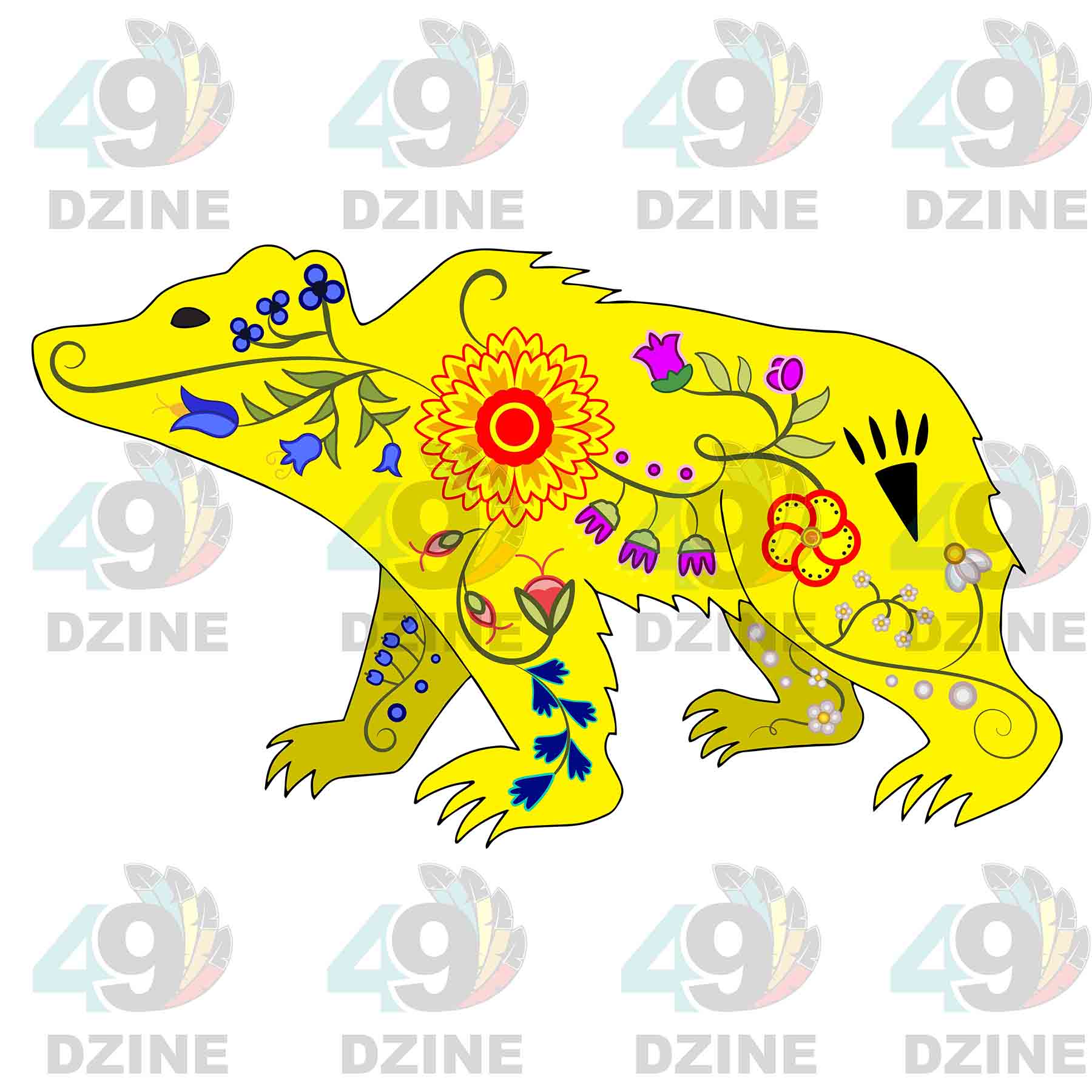 Floral Bear Walk UV Sticker