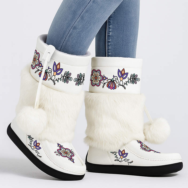 Aurora Petal Glow Real Leather MocLux Calf with Fur