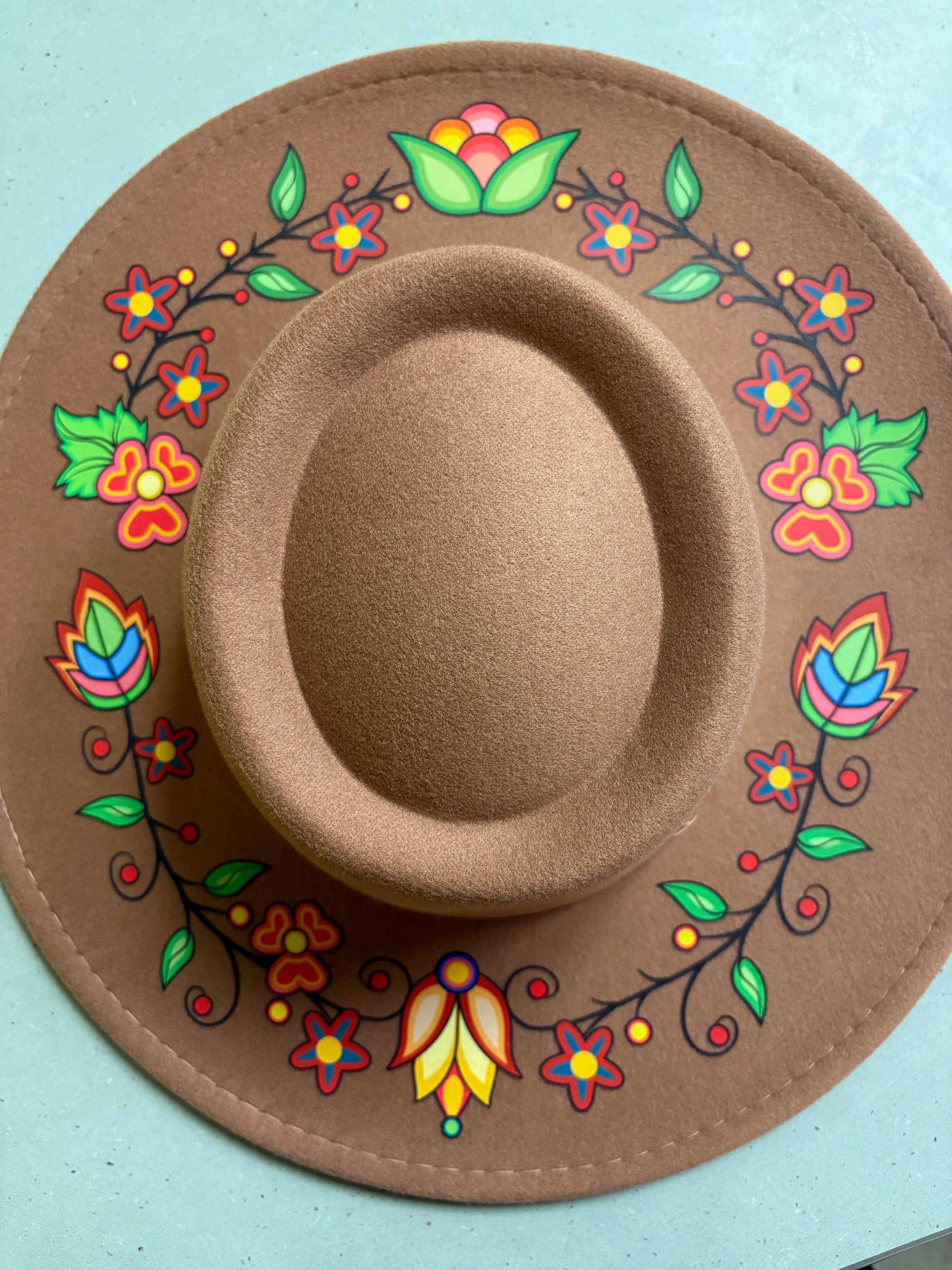 Sacred Wildflower Brown Fedora Hat