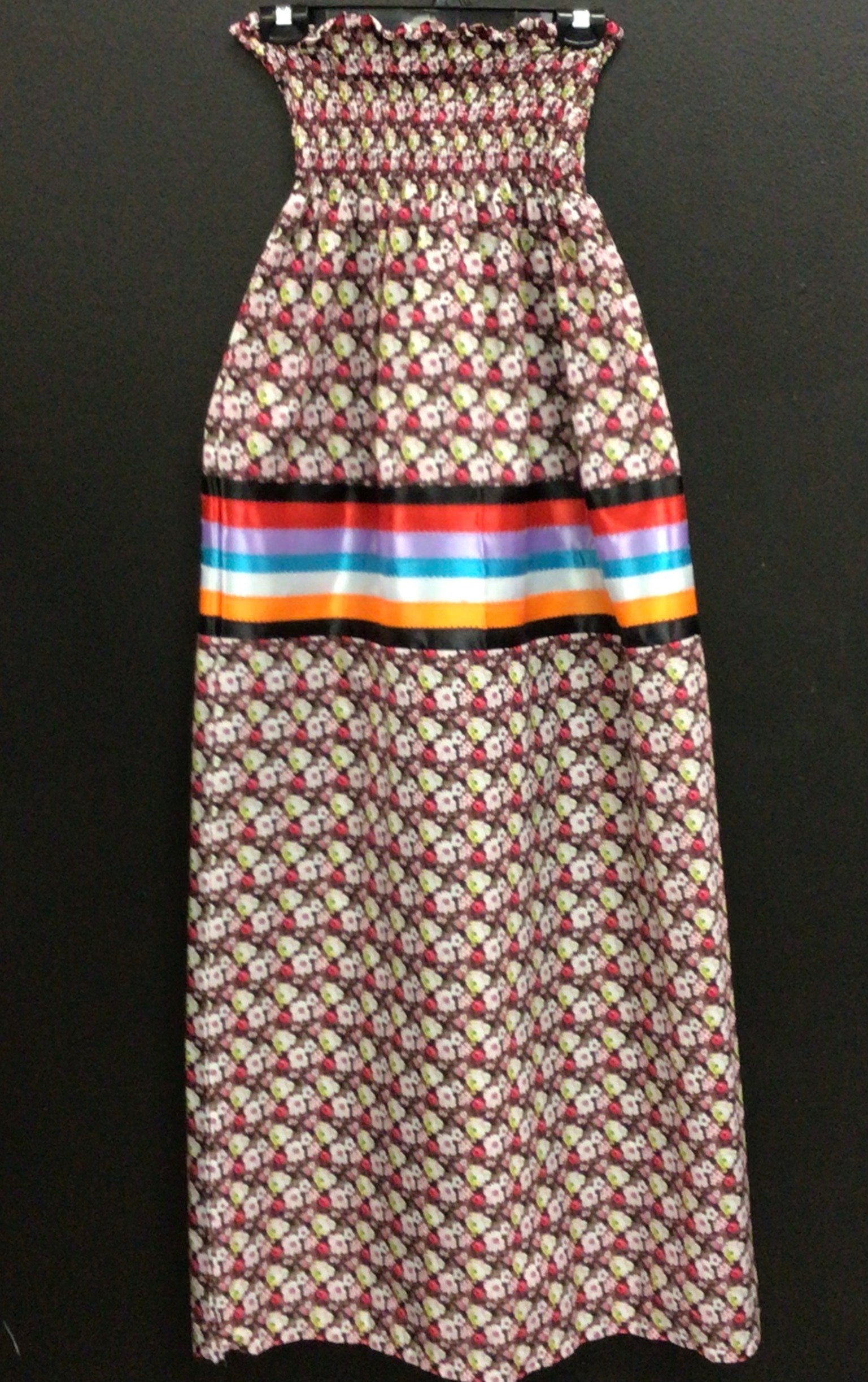 Pink and Yellow Flowers Siena Background Ribbon Dress