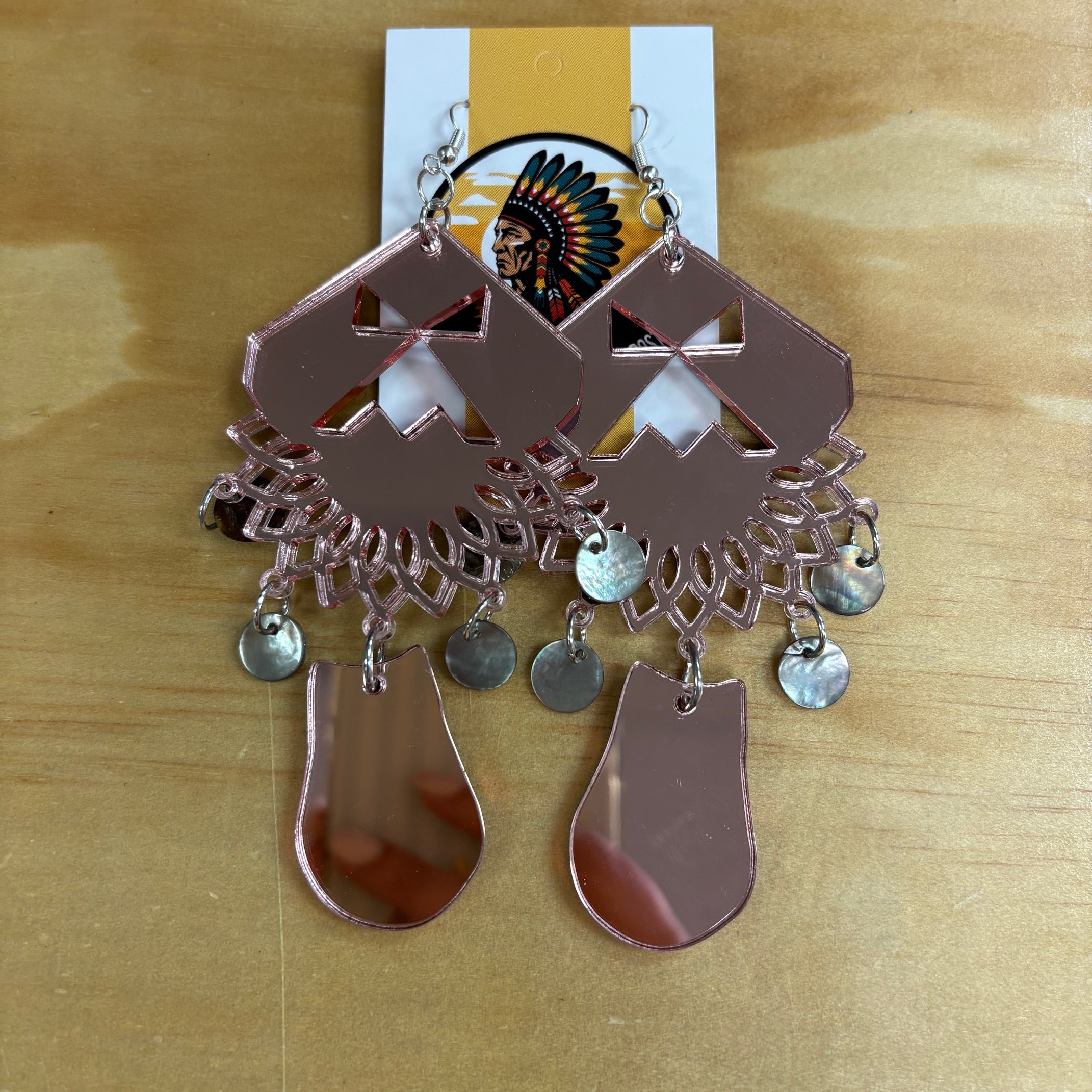 Rose Gold Acrylic Dangle Earrings