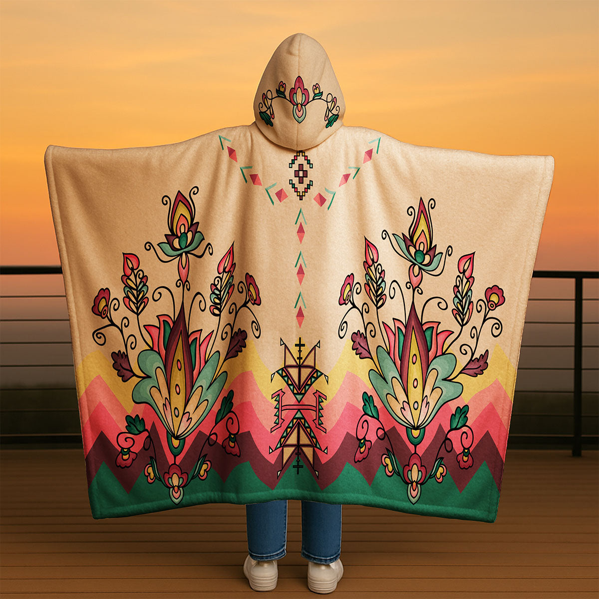 Golden Harvest Bloom Hooded Blanket
