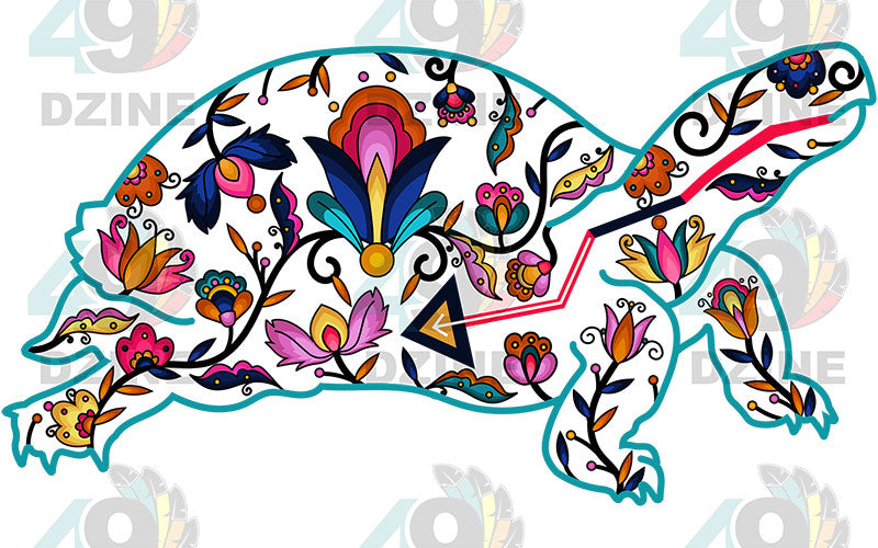 Land Turtle Floral Animals 01-M Various Sizes
