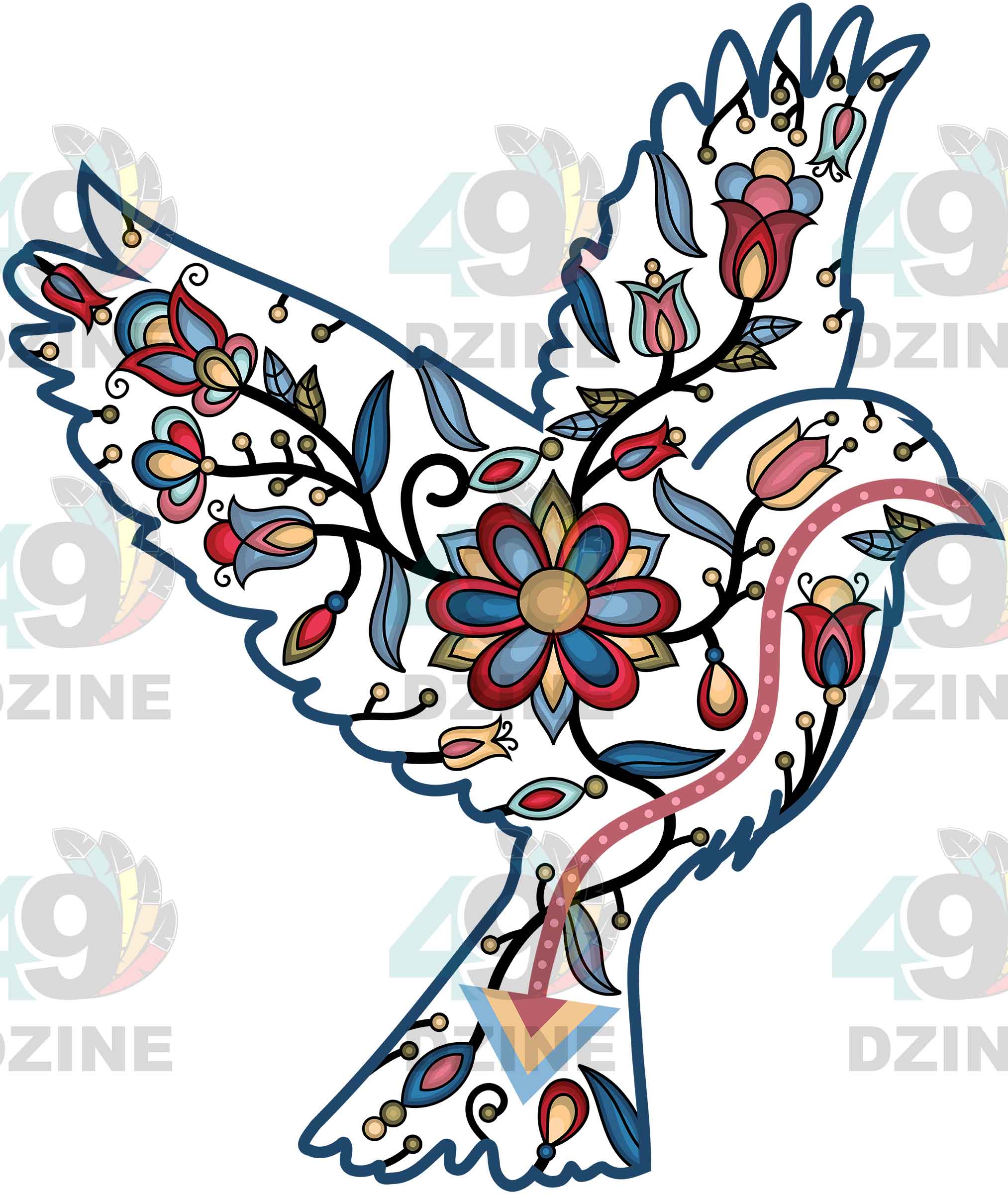Sparrow Floral Animals 01 UV Sticker