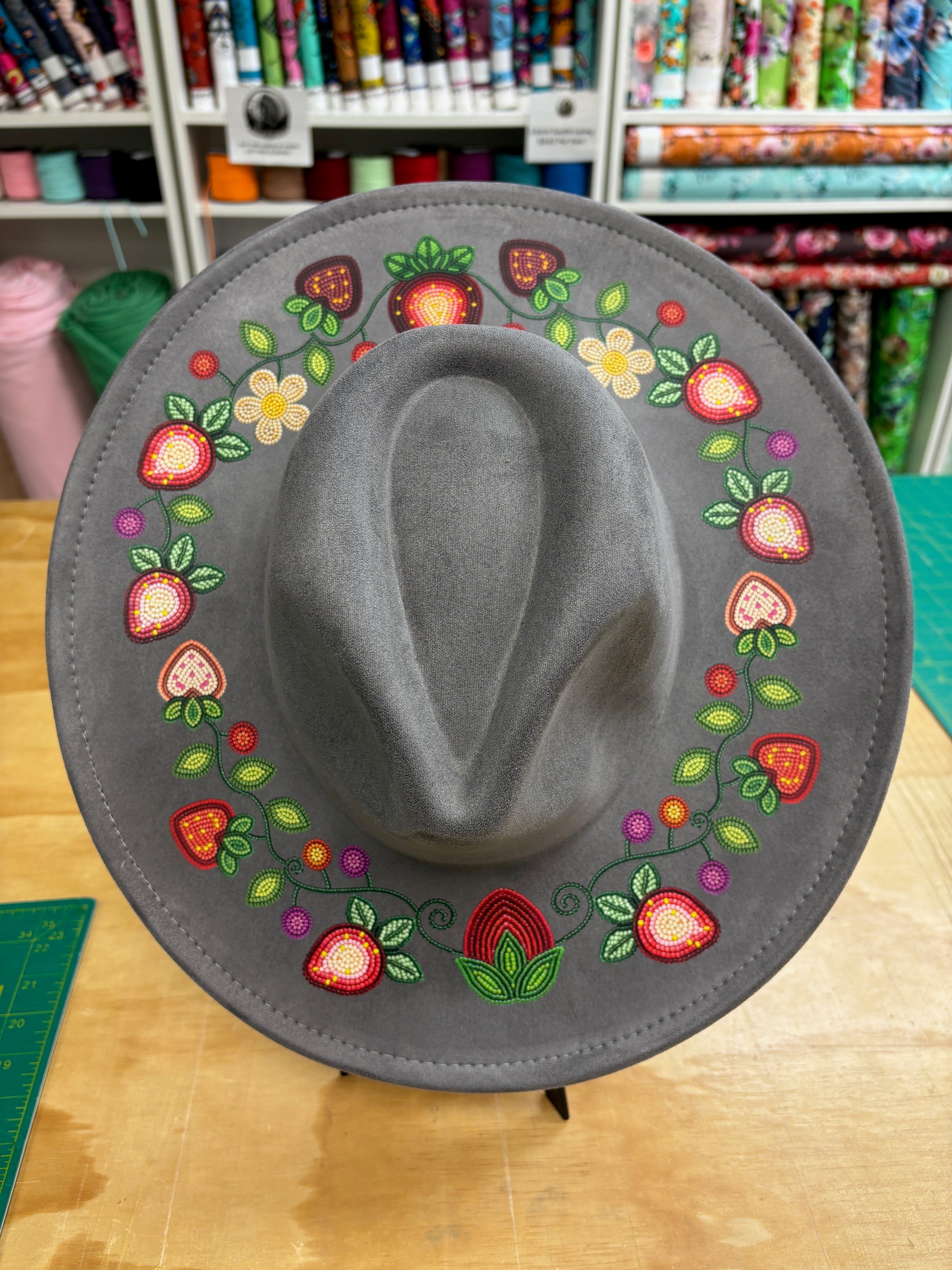 Berry Garden Grey Fedora Hat