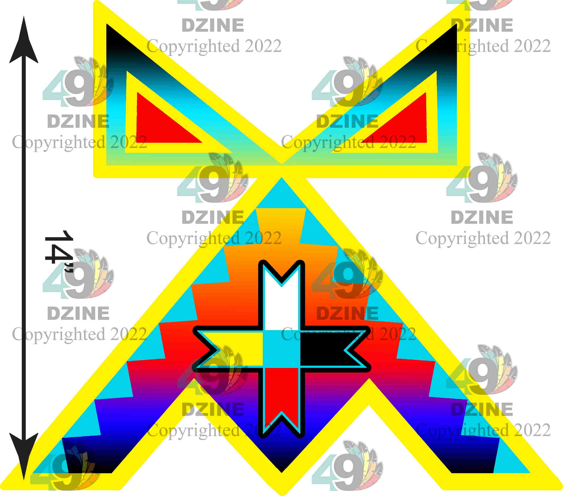 14-inch Geometric Transfer Rainbow Lodge